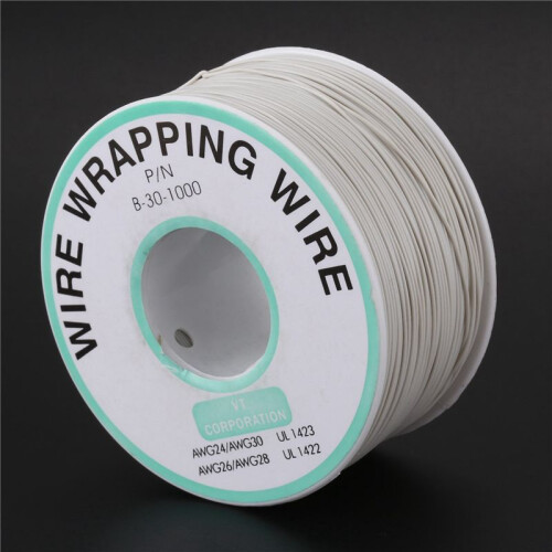 2pcs 305M White PVC Coated Tin Plated Copper Wire Wire-Wrapping 30AWG Cable Roll 2