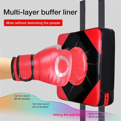 Wall Punching Boxing Pad, Wall Mounted Boxing Training Pad, Red PU Leather,  Elastic Sponge, Quiet 2