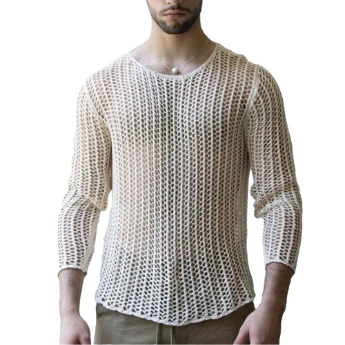 Πουκάμισα Mesh See Through για άνδρες, ελαφριά, διαφανή, μπλουζάκια γυμναστικής με