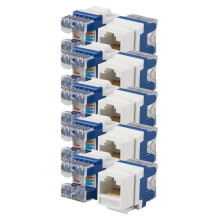 10 St. CAT6A RJ45 Nätverksmoduluttag, Verktygsfri Design, 10 Gigabit Hastighet, Perfekt för Hem- och Kontorsnätverk.