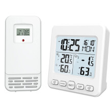 Indoor Outdoor Electronic Temperature Humidity Meter with Sensor Calendar Backlight Wireless Long-Distance Transmission