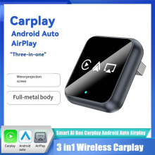 AI Carplay Kabelloser Carplay-Adapter Airplay Android Auto 3-in-1-USB-Dongle-Adapter Kabelgebundenes Carplay auf Kabellos B