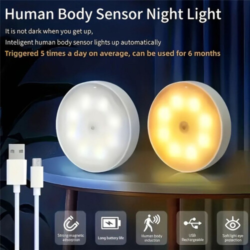 6-Pack USB Rechargeable LED Motion Sensor Lights LED Indoor Closet Light Battery-Powered Induction Lighting for Home,B 2