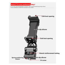 360 Rotatable Metal Phone Holder with Cold Shoe Mount Vertical Shooting Clamp for  Android DSLR 1/4 Inch Threads
