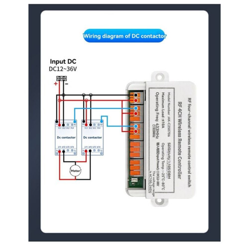 433MHz Wireless Remote Control  Universal 4CH Relay Receiver Module for Gate GarageDC12V-36V RF Radio Controller A 1