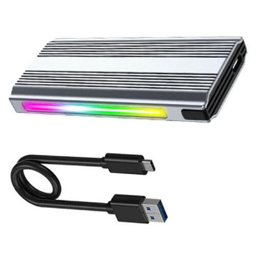 Case USB Type-C RGB M 2 In Alluminio per SSD M2, Disco Rigido A Stato  USB Type-C 3.1 da 10 Gbps, Doppio Protocollo 2