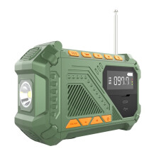 Noodradio met Handzwengel, Draagbare Weerradio met SOS-Alarm, LED-Zaklamp, AM/FM/WB-Radio voor Buiten en Binnen, Groen
