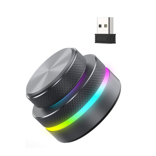 Three-Mode Dual Knob Keyboard with RGB Lights Reverse Direction Knob Single-Button  Volume Knob Gray