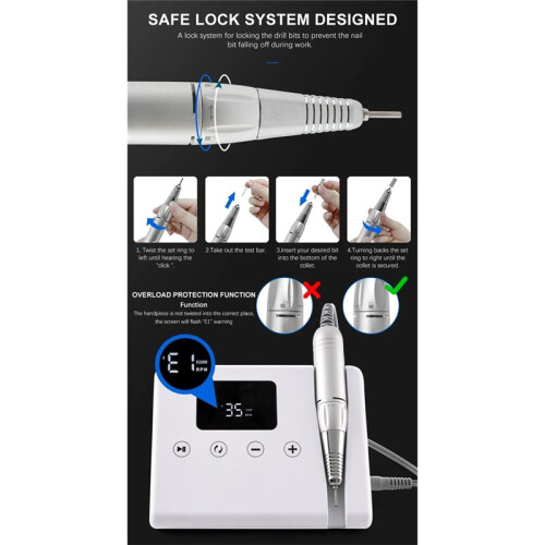Special Telephone Shape Design High Power Nail Drill Machine with Touch Button for Desktop Easy Use EU Plug 1