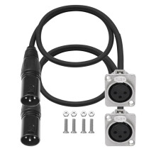 Pacote com 2 Cabos XLR Pass Through, Caixa de Palco, 3 Pinos, Tipo D, XLR Macho para Fêmea para Painel de Conexão, Caixa de Chão para Áudio