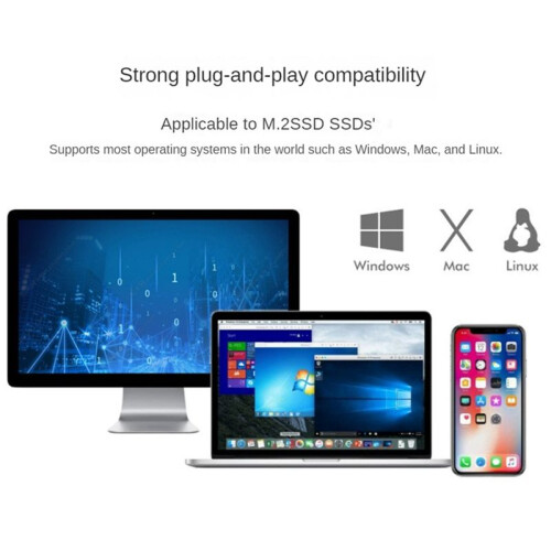 M.2 NVMe  SSD External Enclosure Type-C USB3.1 Gen2 10Gbps SSD Case Dual Protocol SSD Hard Disk Box for SSD 2230 1