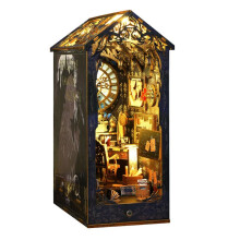 DIY Book Nook Kit, DIY Booknook BüCherregal Einsatz Dekor Gasse, mit Lichtern, 3D-Holzpuzzle, Dekorativ für Kinder/Erwachsene