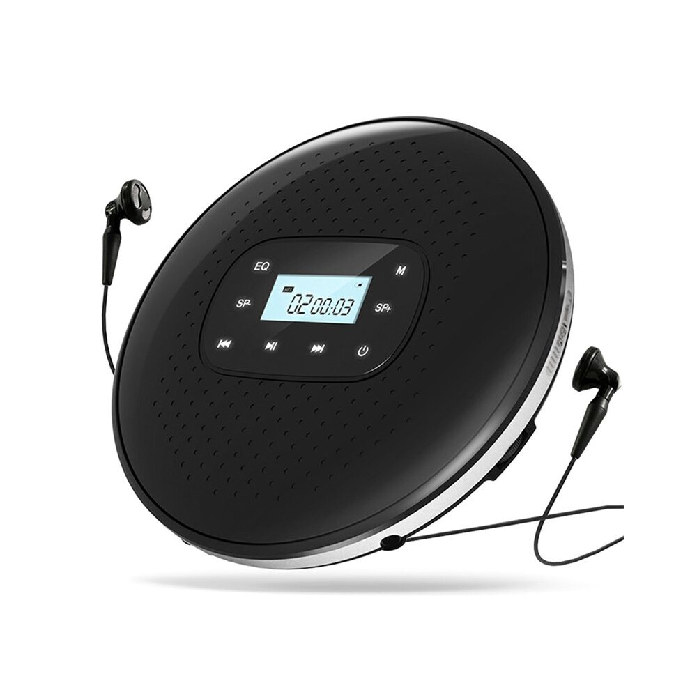 Portable Cd Walkman Rechargeable Intelligent Touch Screen Cd Player Digital Display Stereo Speaker For Student Black 6031912215842
