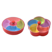 Bandeja Redonda para Aperitivos y Frutas con Forma de Flor, Recipiente Dividido para Aperitivos y Frutas Secas, Bandeja de 5 Compartimentos para