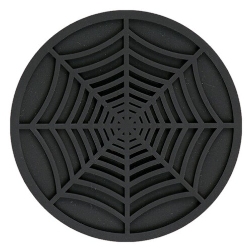 Silicone Spider Web Coasters for Drinks - 6 Pack Unique Design Spider Drink Coasters, 4Inch Black Coaster Set,Black