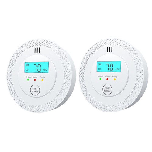 Carbon Monoxide Detector LCD Digital Display Security Protection Gas Detector 2 Pcs