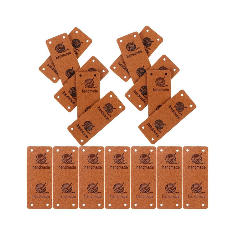 50Pcs Faux Leather Label Handmade Tag Label Folding Handmade Tags Button With Holes Embossed Tag Embellishment Knit 4713420990023