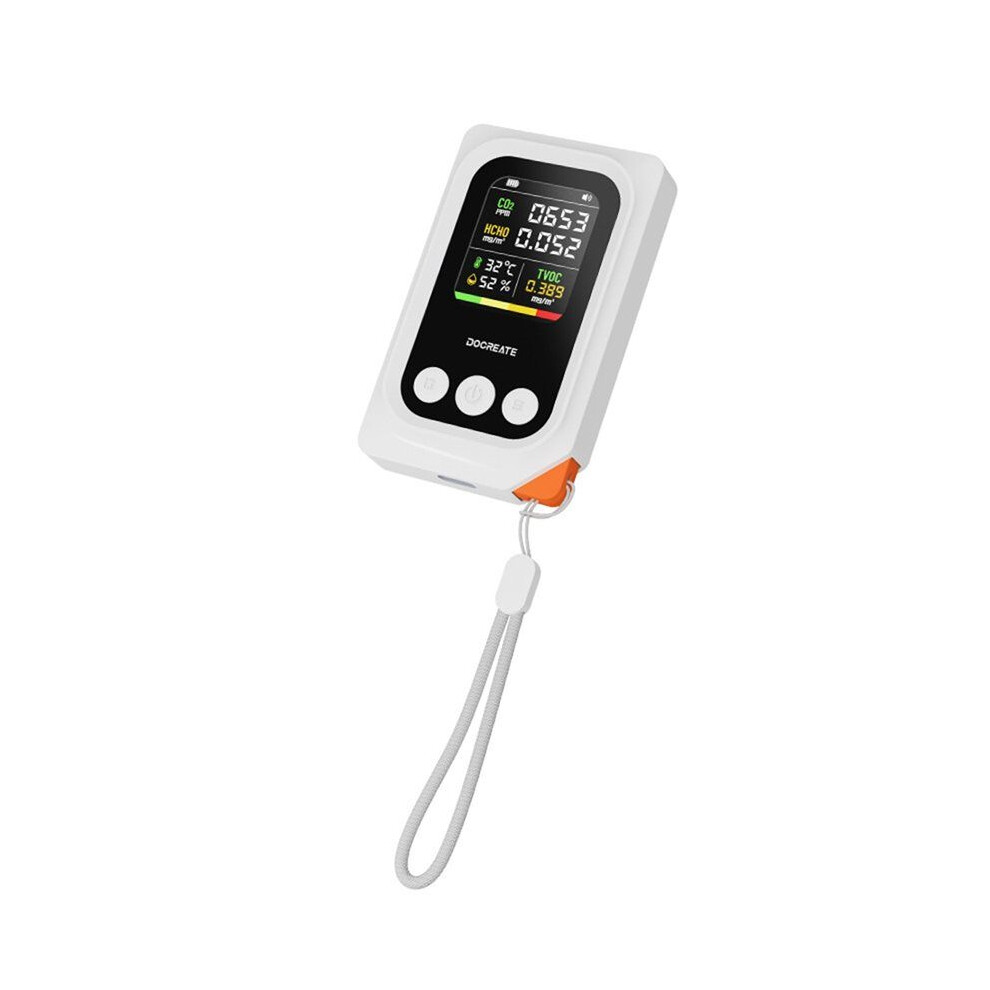 Docreate Multifunctional 5In1 Co2 Formaldehyde Meter Digital Temperaturehumidity Tester Co2 Pm2.5 Detector Air Quality Monitor B 4713093431694