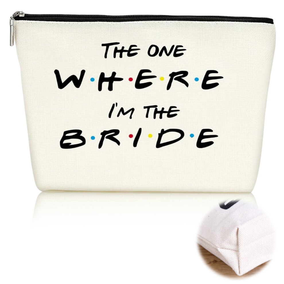 White Canvas Cosmetic Bag - Perfect Bride Gift, Bride To Be Gift, Bridal Shower Gift, Engagement Gift, Bachelorette Party Gift, Future Mrs Gift,