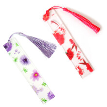 Marcadores de livros femininos com borlas, 2 unidades, marcadores de livros transparentes em acrílico com formato de flor, acessórios de leitura