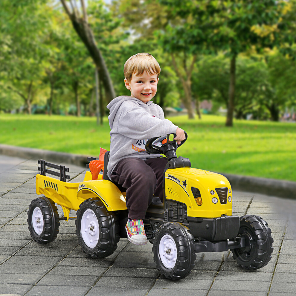 Homcom Pedal Go Kart Ride On Tractor With Shovel & Rake Four Wheels Child Toy