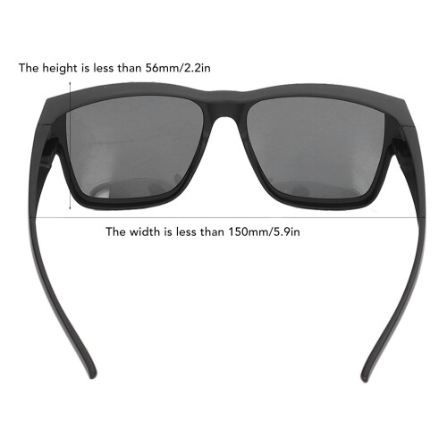 Oversized PC-Sonnenbrille Oversize passt über Brillen UV-Schutz Anti-UVA UVB Schwarz 2