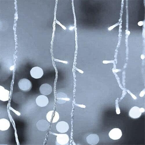 100 Battery Operated Icicle Lights With Clear Cable White Icicle String Lights