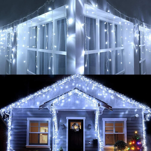 100 Battery Operated Icicle Lights With Clear Cable White Icicle String Lights 2