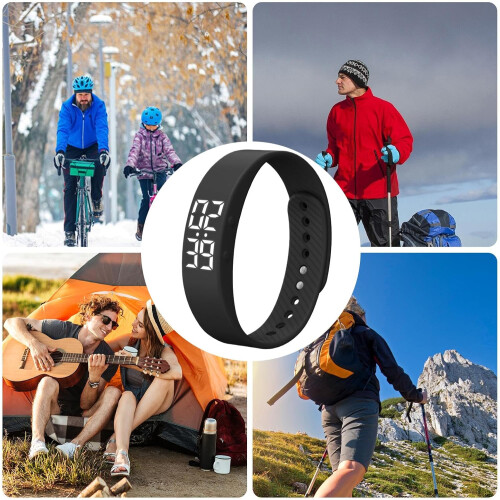 Smart Bracelet for Men  Exercise Tracker with Vibration Alarm, Waterproof, Black 2