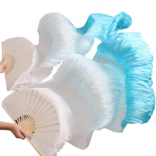 Women Dance Fans Silky Belly Dance Fans Veils Handmade Dancing Silky Fans 1 Pair Left Right As3 120x90cm Real Silk
