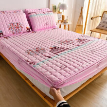 Mattress Topper AirPermeable Bed Pad Thicken Quilted Mattress Cover King Queen Fitted Sheet Style 15 Color Pillowcase
