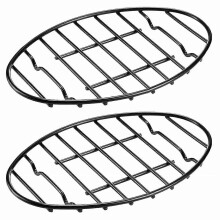 Soikea jäähdytysritilä integroiduilla jaloilla, tarttumaton, 2 kpl:n sarja, 30 cm, musta, paisto- ja valutuspannuille.