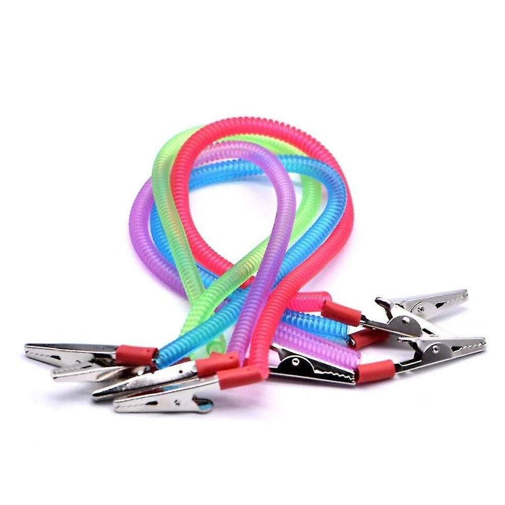 4 Pcs Elastic Colorful Chain Napkin Clips Bib Holder Fixing Clip Serviette Lanyard Neck Strap Dinner Accessory Light