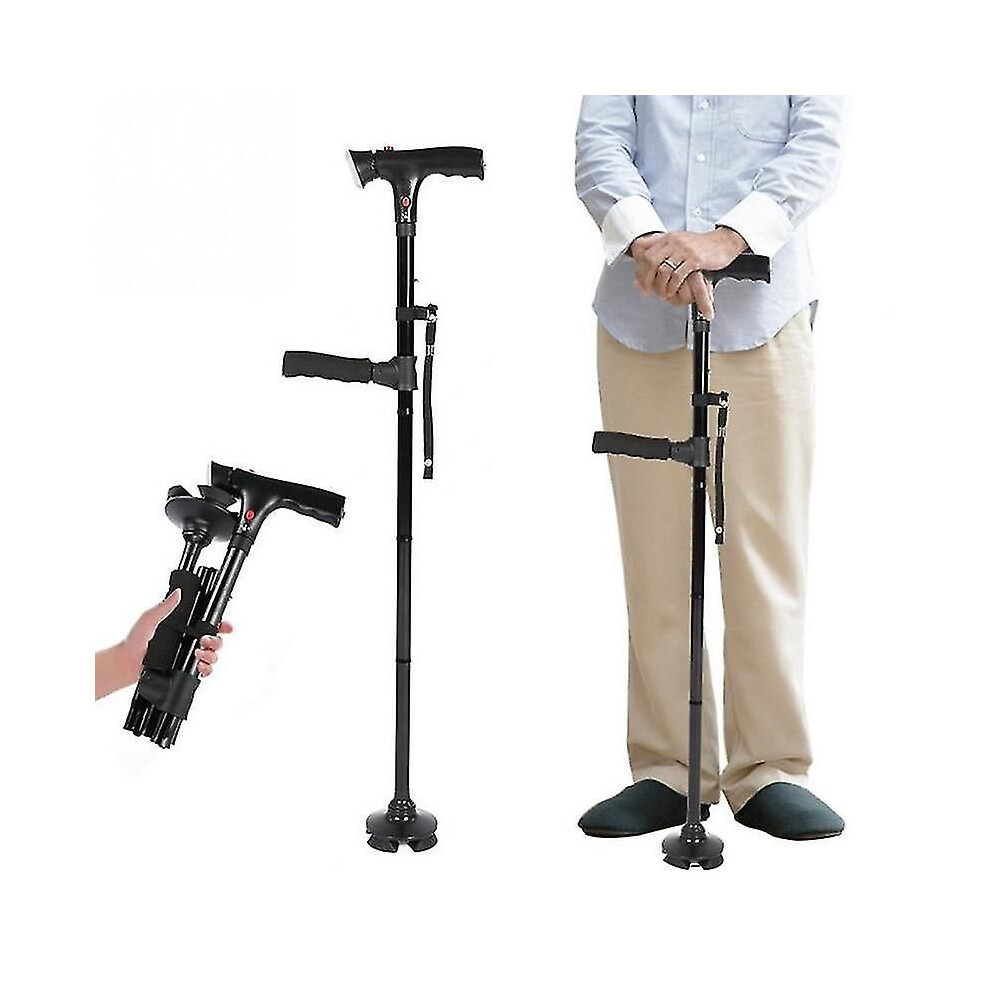 Collapsible Telescopic Folding Cane Elder Cane Led With Alarm Walking Trusty Sticks Elder Crutches For Mothers The Elder Fathers