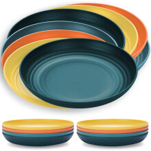 8pcs 23cm Large Deep Plastic Plates Unbreakable Reusable Lightweight Microwave Safe BPA Free Dishwasher Safe Dinner Plates Pasta Bowl