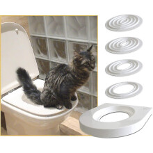 Een zindelijkheidstrainingssysteem voor katten met een zitje en een kattenbak. Laat je kat wennen aan het gebruik van het toilet.