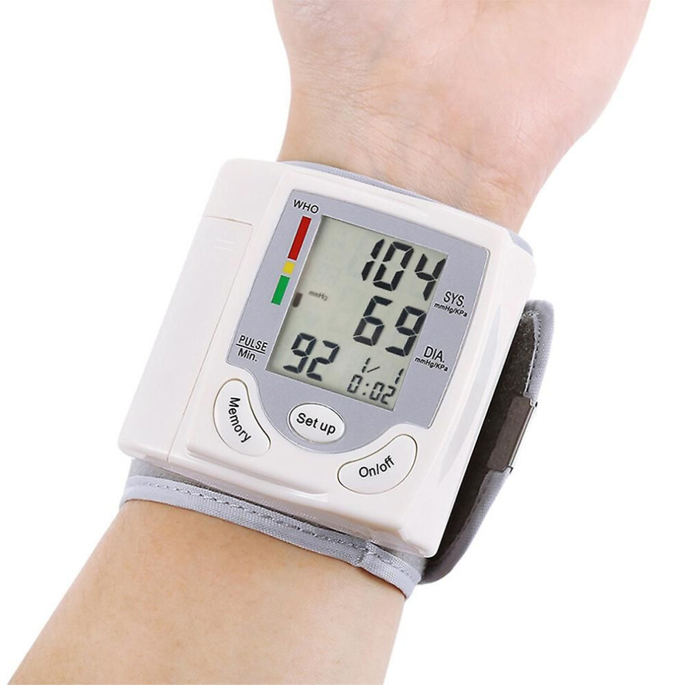 Digital Wrist Blood Pressure Monitor Automatic Digital Pulse Meter Lcd Display Adjustable Wrist Cuff