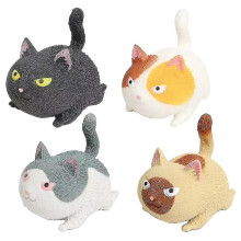 Set of 4 anti-stress toys in the shape of an angry cat, cute pet toy, gift for children.