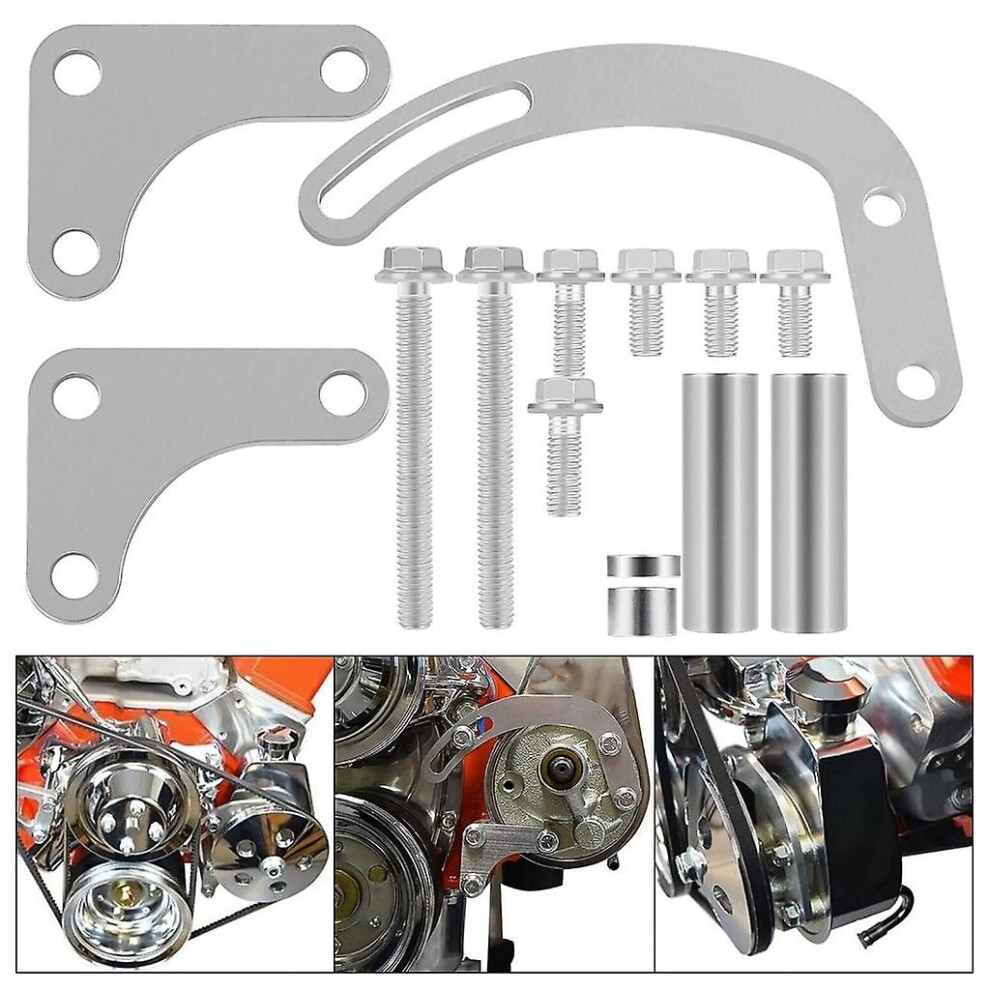 Sbc Power Steering Pump Bracket Billet Aluminum V-Belt Slotted Adjustable Lwp 305 327 383 5.0L 5.7L For 551522 8426628947404
