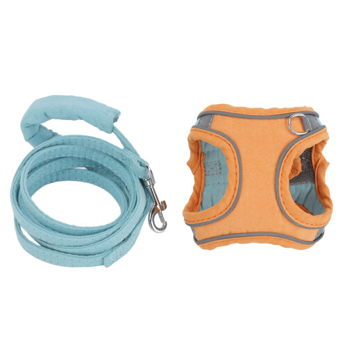 Reflective Cat Vest Harness & Leash Set, Adjustable, Blue/Orange, 1.5m 1