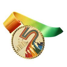 Sieger-Medaille Zinnlegierung 50 mm Buntes Band Robuste Teilnahme Gold