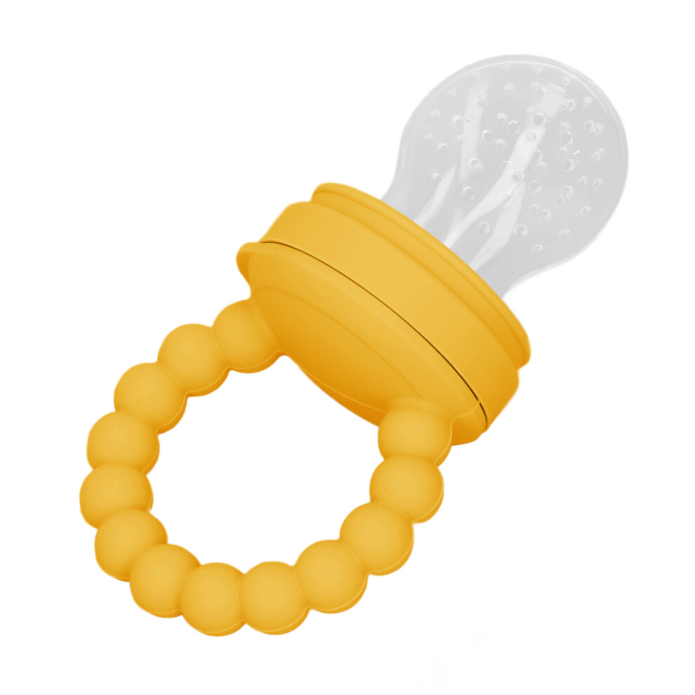 Silicone Baby Food Feeder Pacifier For Gum Relief & Fruit Feeding - Yellow