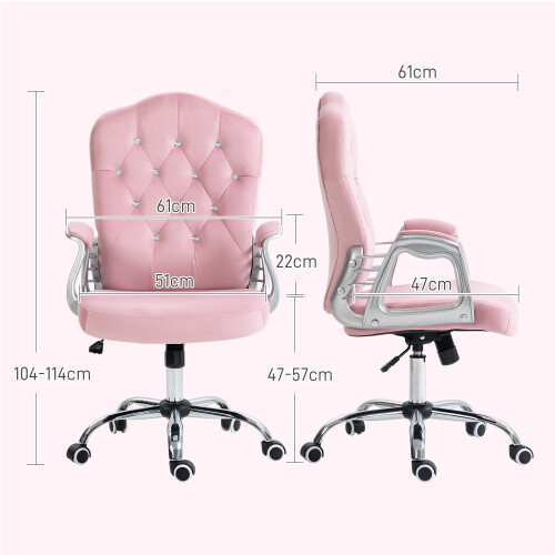 Vinsetto Vinsetto Home Office Chair with Adjustable Height Tilt Function Pink 2