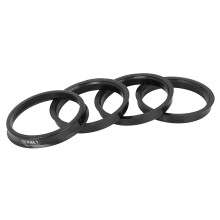 Set of 4 Centring Rings Plastic Wheel Hub Centring for Wheel Hub 72.664.1 mm Black