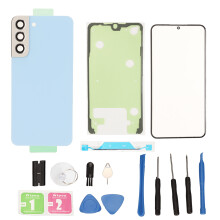 Bakglassutskiftning for Samsung Galaxy S22+ Plus Premium Material kompatibelt bakdeksel med forhåndsinstallert tape og reparasjonsverktøysett helt