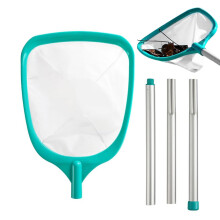 Swimming pool leaf skimmer net, pool cleaner net, 3 stainless steel pole sections