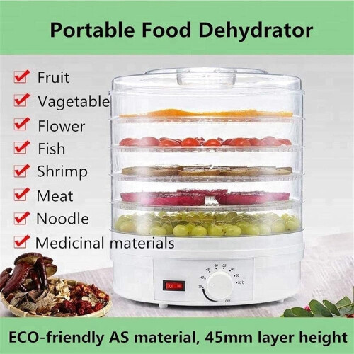 5Tray Dehydrator for Meat Jerky and Dried Fruit, Quiet Operation, Classic White 1