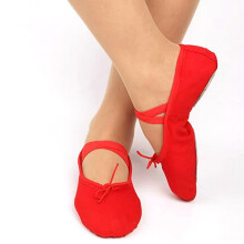 Scarpette da ballo in tela per donna, scarpe da ballo per adulti con suola in pelle scamosciata divisa e cinturini elastici pre-cuciti, ballerine da