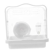 Hamster with Cage Carrier Small Animals Carry Cage Travel Case PP White