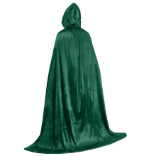 Velvet Hooded Vampire Cape 0.7m FullLength Cosplay Cloak Adult Halloween Anime Style Green Black Red